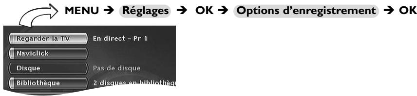 THOMSON DTH 8550 - Menu Options d'enregistrement - 1