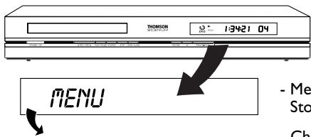 THOMSON DTH 8550 - Principaux messages sur l'afficheur - 1