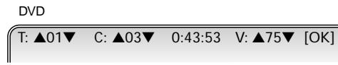 DVD T: ▲01▼ C: ▲03▼ 0:43:53 V: ▲75▼ [OK]