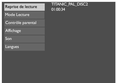 THOMSON DTH6100 - Les menus du lecteur - 3
