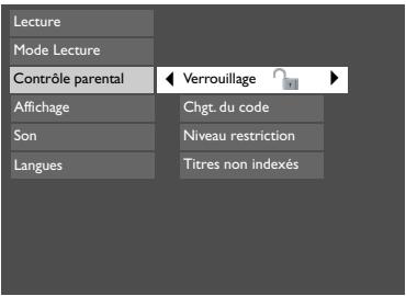 THOMSON DTH6100 - Le menu Contrôle parental - 1