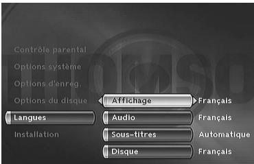 THOMSON DTH8000UB - Menu Langues - 1