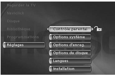 THOMSON DTH8000UB - Menu Contrôle parental - 1