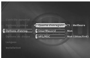 THOMSON DTH8000UB - Menu Options d'enregistrement - 1