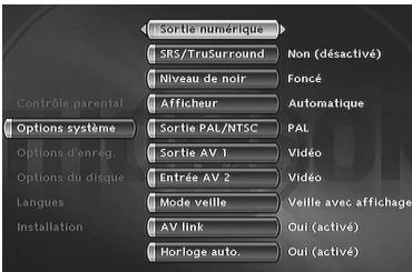 THOMSON DTH8000UB - Menu Options système - 1