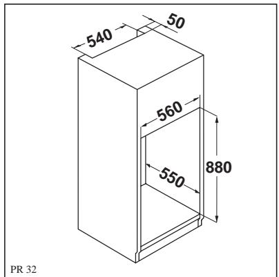 BRANDT FB1000E - Dimensoes do nicho - 1