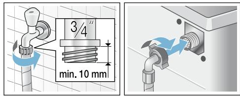 SIEMENS WM14Q472FF, WM14Q460FF, WM14Q470FF, WM14Q49XFF - Raccordement à l'eau froide - 1