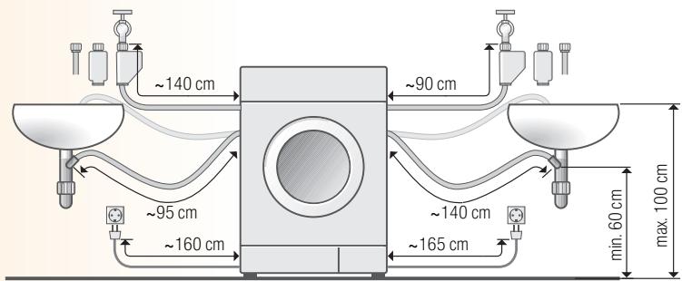 SIEMENS WD14H560FF/06 - Longueurs des flexibles, conduites et lignes selon le modele - 2