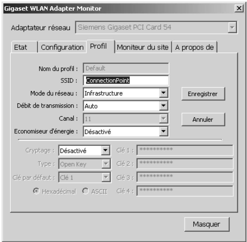 SIEMENS GIGASET PCI CARD 54 - Modification du profil - 1