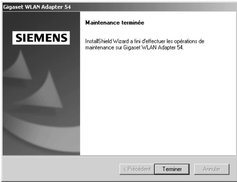 SIEMENS GIGASET PCI CARD 54 - Désinstallation du logiciel - 2