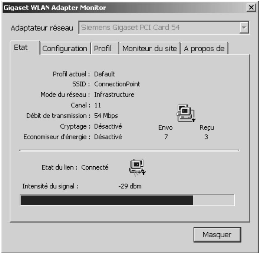 SIEMENS GIGASET PCI CARD 54 - Le menu Etat - 1