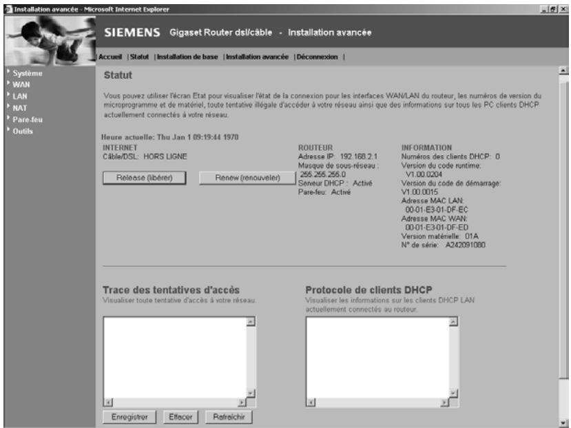 SIEMENS GIGASET ROUTER DSL & CABLE - Statut - 1