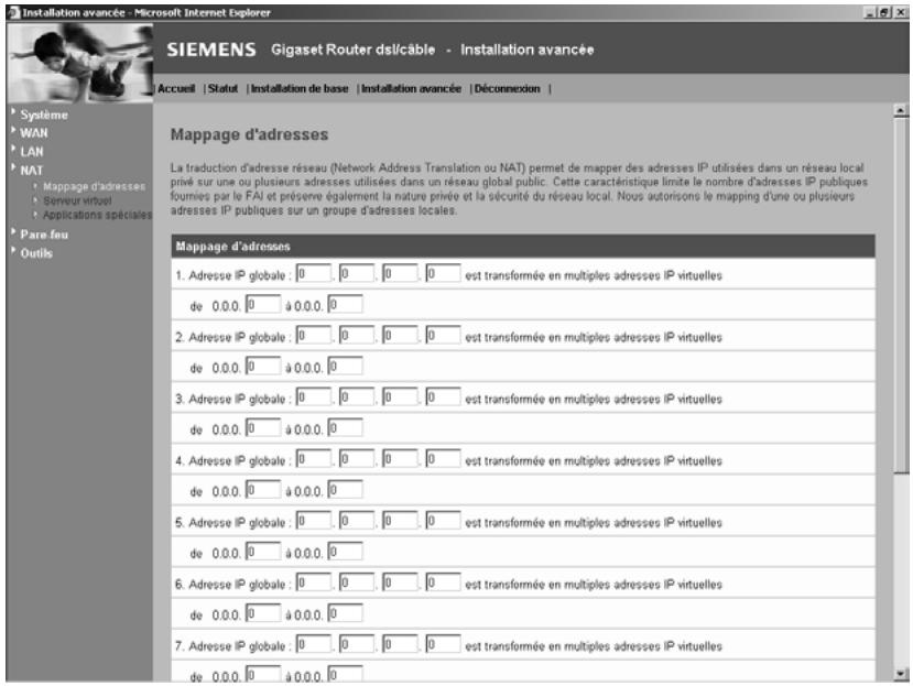 SIEMENS GIGASET ROUTER DSL & CABLE - Mapping d'adresses - 1