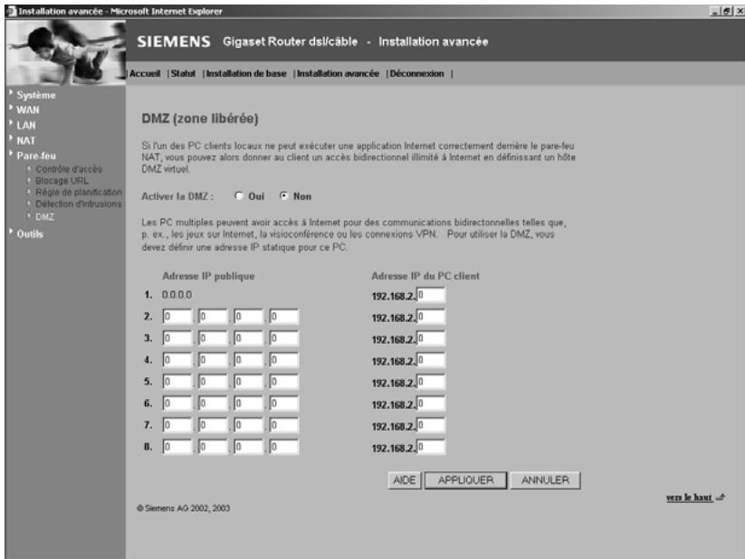 SIEMENS GIGASET ROUTER DSL & CABLE - DMZ (zone libérée) - 1