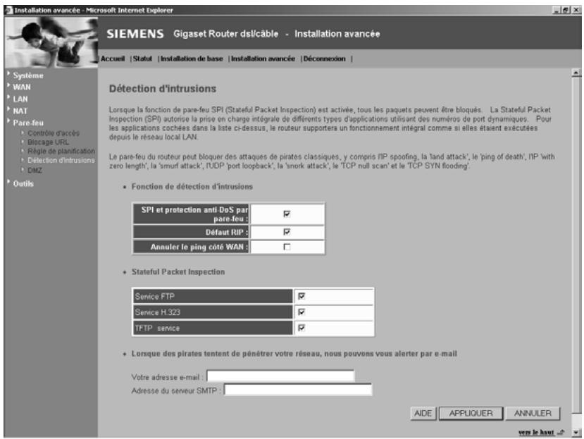 SIEMENS GIGASET ROUTER DSL & CABLE - Detection d'intrusions - 1