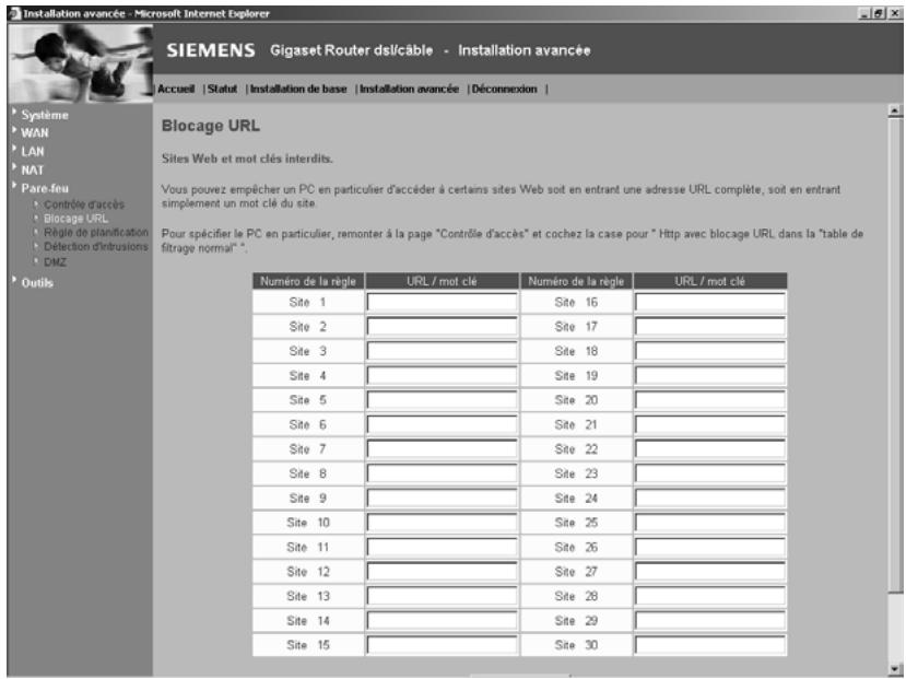 SIEMENS GIGASET ROUTER DSL & CABLE - Blocage URL - 1