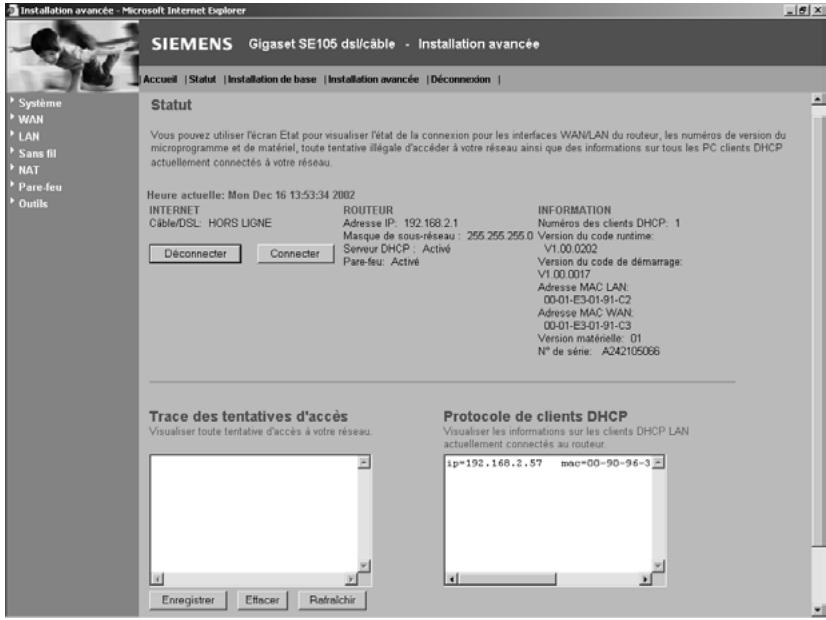 SIEMENS GIGASET SE105 DSL/CABLE - Statut - 1