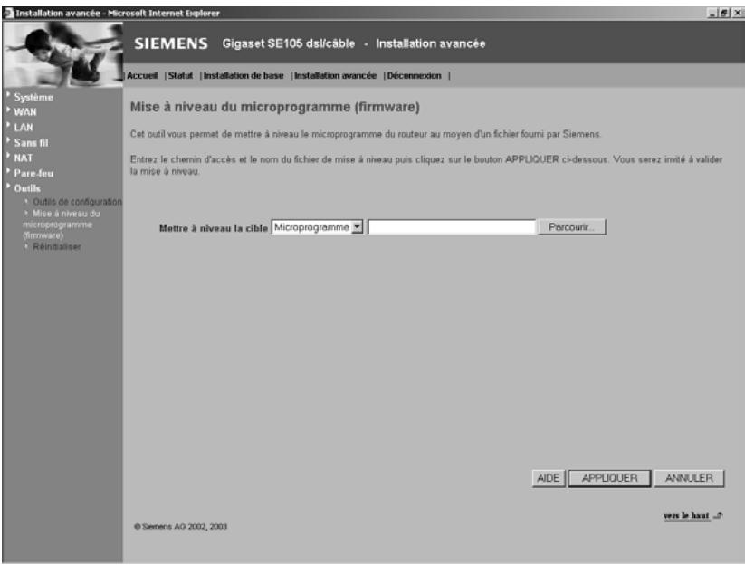 SIEMENS GIGASET SE105 DSL/CABLE - Mise à niveau du microprogramme - 1