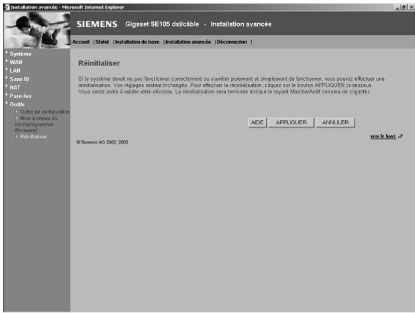 SIEMENS GIGASET SE105 DSL/CABLE - Réinitialiser - 1