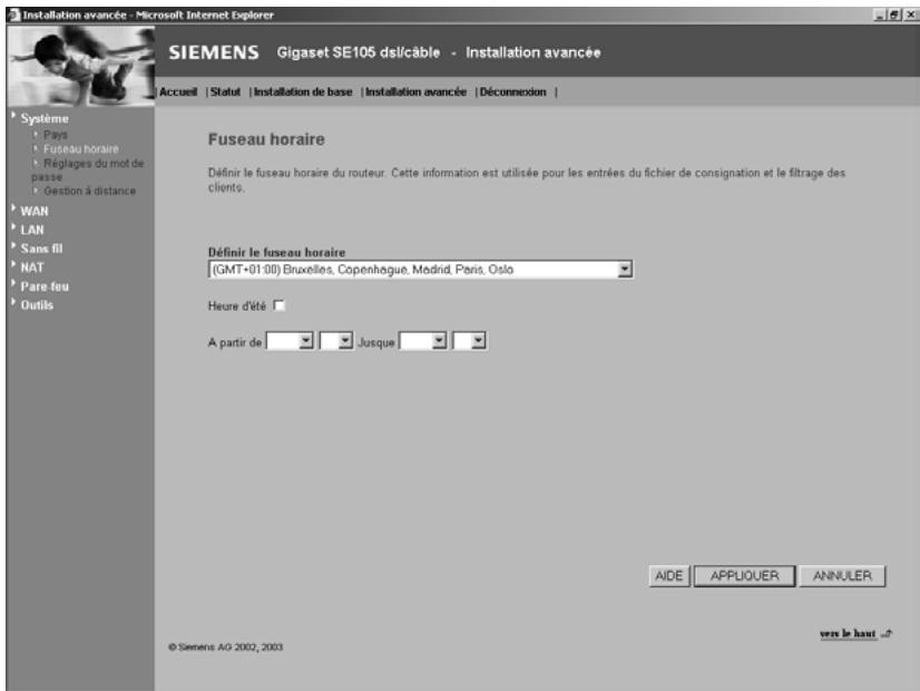 SIEMENS GIGASET SE105 DSL/CABLE - Fuseau hora - 1
