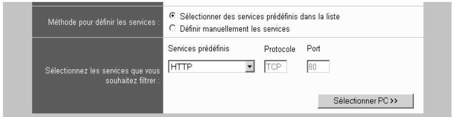 SIEMENS GIGASET SE505 DSL/CABLE - Autoriser un service prédéfini pour un ordinateur - 1