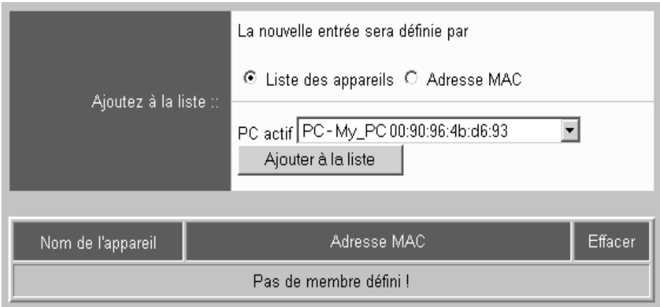 SIEMENS GIGASET SE505 DSL/CABLE - Etape 4 / 5 : Contrôle d'accès MAC - 1