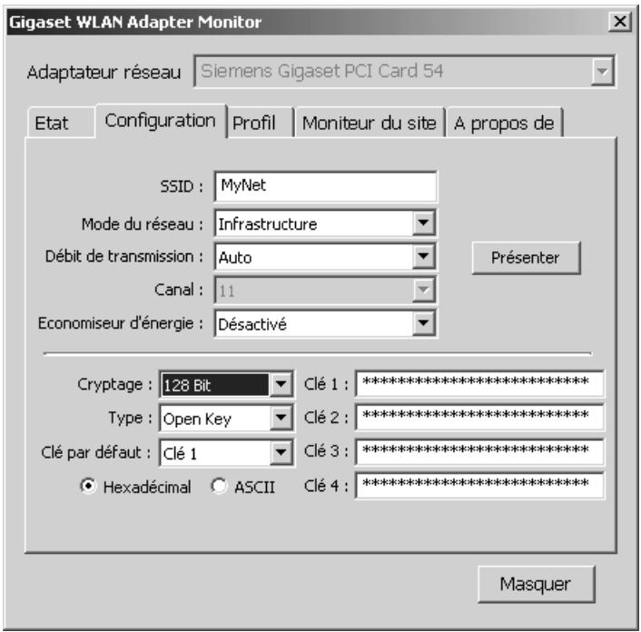 SIEMENS GIGASET SE505 DSL/CABLE - Réglage du chiffrement WEP sur les adaptateurs réseau - 2