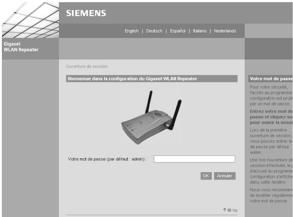 SIEMENS GIGASET WLAN REPEATER - Ouverture d'une session - 1
