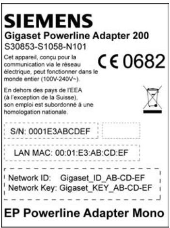 SIEMENS GIGASET POWERLINE ADAPTER 200 - Dessous - 2