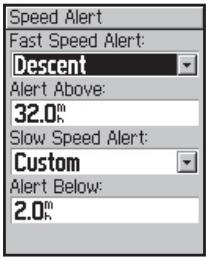 GARMIN EDGE 205 - Pour définir une alerte de vitesse : - 1