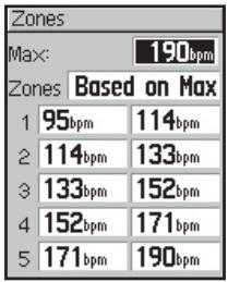 GARMIN EDGE 205 - Pour baser vos zones de fréquence cardiaque sur votre FC max : - 1
