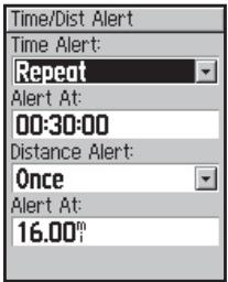 GARMIN EDGE 205 - Pour définir une alerte de temps ou de distance : - 2