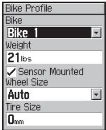 GARMIN EDGE 205 - Pour définir votre profil de bicyclette : - 1
