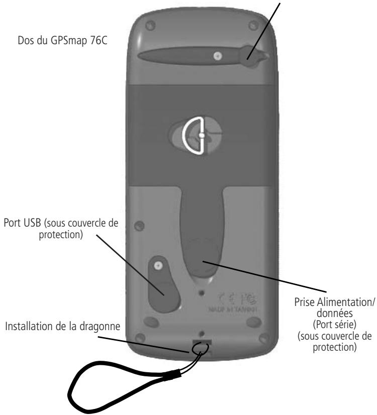 GARMIN GPSMAP 76C - Installation de la dragonne et ports accessoires - 1