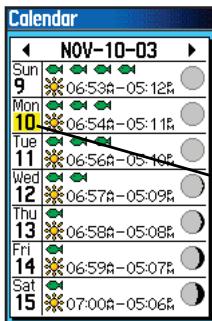 GARMIN GPSMAP 76C - Pour utiliser la fonction Calendrier 'Calendar': - 2