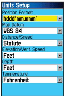 GARMIN GPSMAP 76C - Réglage des unités - 2