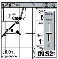 GARMIN RINO 130 - Pour changer l'échelle de la page Map (Carte) : - 1