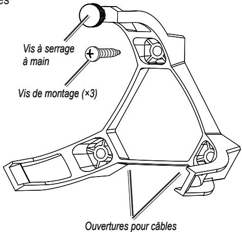 Vis à serrage à main Vis de montage (×3) Ouvertures pour câbles
