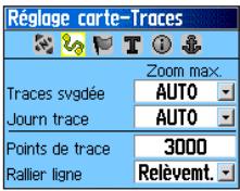 GARMIN ETREX LEGEND HCX - Page Réglage carte-Traces - 1