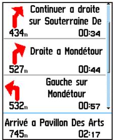GARMIN ETREX LEGEND HCX - Pour afficher un aperçu des virages d'un itinétaire actif : - 1