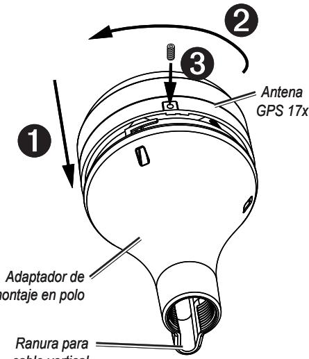 GARMIN GPS 17 X NMEA 0183 HVS - Para montar la antenna GPS 17x con el cable fuera del polo: - 1