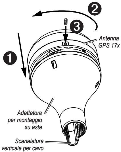 GARMIN GPS 17 X NMEA 0183 HVS - Per installare l'antenna GPS 17x con il cavo all'interno dell'asta: - 1