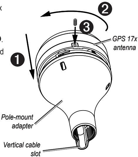 GARMIN GPS 17 X NMEA 0183 HVS - To mount the GPS 17x with the cable run outside the pole: - 1