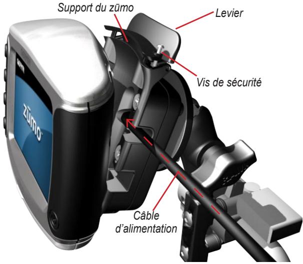 GARMIN ZUMO 500 - : Installation du zūmo sur le support - 1