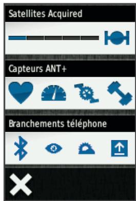 GARMIN EDGE 810 - Affichage de la page des connexions - 1