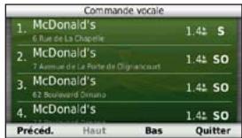 Commande vocale 1. McDonald's 1.42 S 6 Rue de La Chapelle 2. McDonald's 1.42 SO 7 Aummé de La Porte de Dignacourt 3. McDonald's 1.42 SO 62 Boulevard Dimano 4. McDonald's 1.42 SO Précéd. Haut Bas Quitter