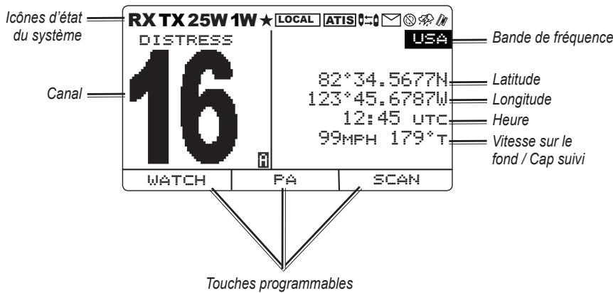 GARMIN VHF 100I - Ecran de l'émetteur-recepteur et du combiné - 1
