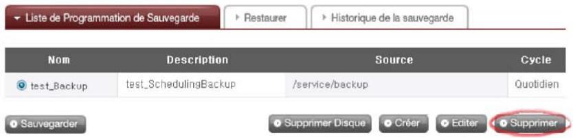 LG N1A1DD1 - Supprimer un horaire de sauvegarde - 1