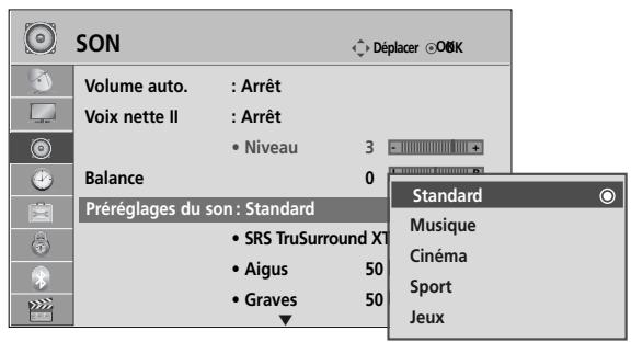 LG 42LH4000 - Réglages prédéfinis du son: mode son - 3