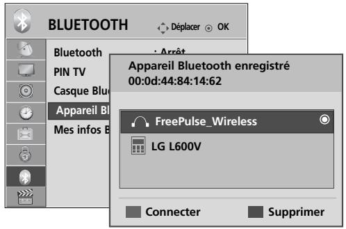 LG 42LH4000 - Gestion d'un appareil bluetooth enregistre - 3